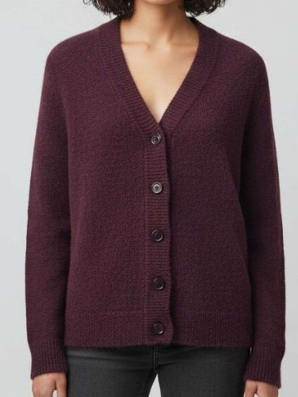 NEW RW&CO. Women's Burgundy Mohair Wool Blend Cardigan V-Neck Size Small